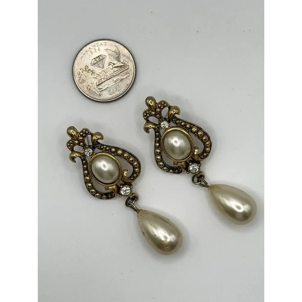 Faux Pearl & Rhinestone Earrings